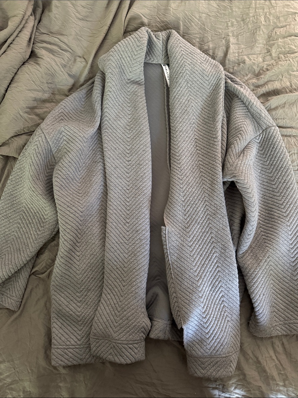 Fabletics Gray Chevron Teddy Jacket
